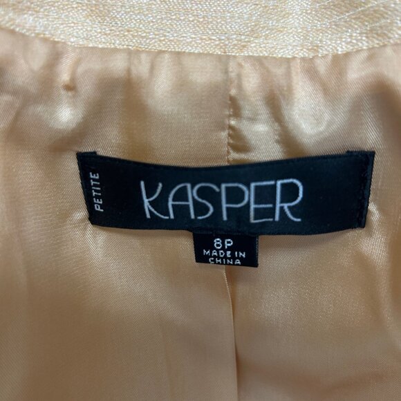 Kasper Cantaloupe Apricot Light Pumpkin Asymmetrical Buttons Skirt Suit Size 8P - Picture 9 of 11